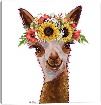 Alpaca Sunflower Art, Miss Rosie Canvas Art Print - Llama & Alpaca Art