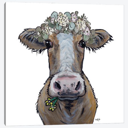 Farmhouse Cow Art, Maizy Canvas Print #HHS567} by Hippie Hound Studios Canvas Wall Art