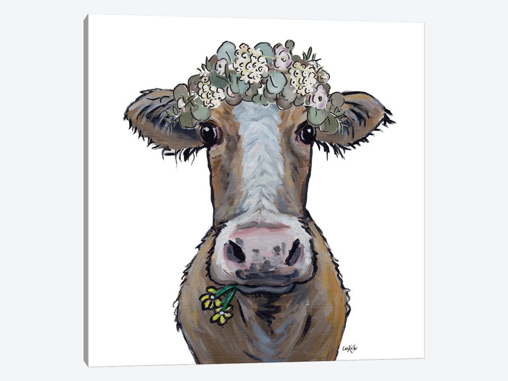 Farmhouse Cow Art, Maizy by Hippie Hound Studios 1-piece Canvas Wall Art