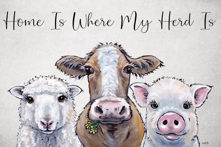 Farm Animal Sign Sheep, Cow, Pig, Home Is Where My Herd Is