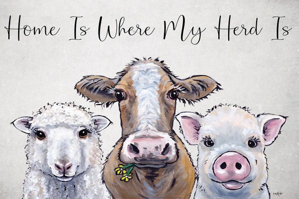 Sheep: Farm Animal Sign Sheep, Cow, Pig, Home Is Where My Herd Is by Hippie Hound Studios
