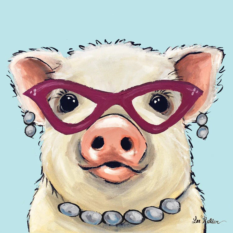 Pig With Pink Glasses, Cute Pig Art 'Paisley'