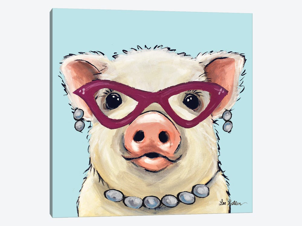 Pig With Pink Glasses, Cute Pig - Print | Hippie Hound Studios
