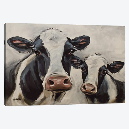 Farmhouse Cow Art, Mini-Me I Canvas Print #HHS574} by Hippie Hound Studios Canvas Print