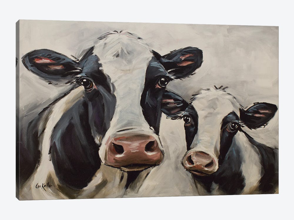 Farmhouse Cow Art, Mini-Me I by Hippie Hound Studios 1-piece Canvas Art