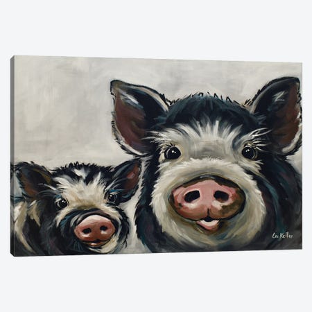 Farmhouse Pig Art, Mini Me II Canvas Print #HHS575} by Hippie Hound Studios Canvas Art Print