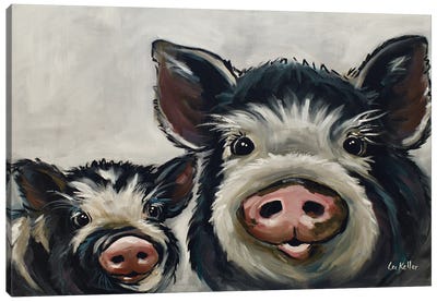 Farmhouse Pig Art, Mini Me II Canvas Art Print - Hippie Hound Studios