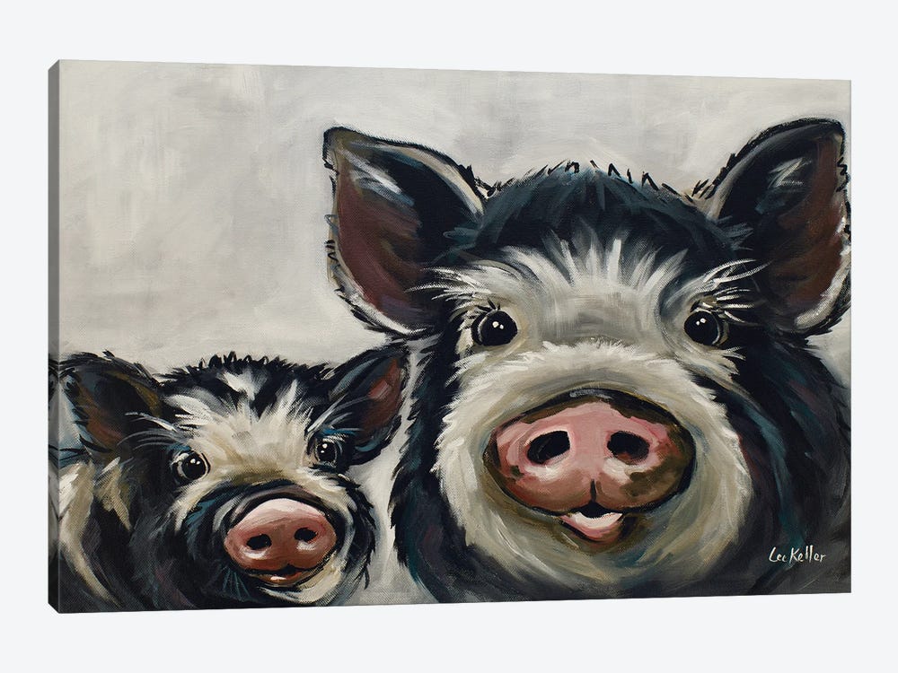 Farmhouse Pig Art, Mini Me II by Hippie Hound Studios 1-piece Canvas Art Print