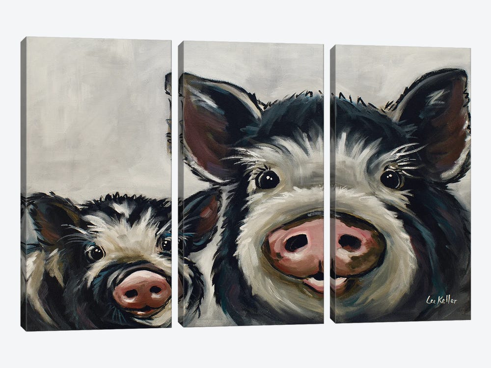 Farmhouse Pig Art, Mini Me II by Hippie Hound Studios 3-piece Canvas Art Print