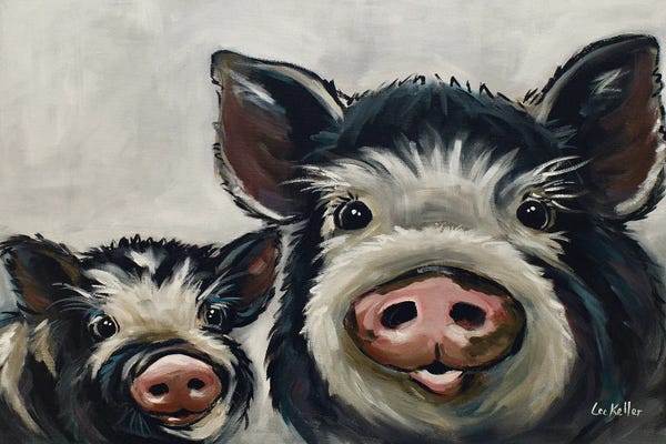 Hippie Hound Studios: Farmhouse Pig Art, Mini Me II by Hippie Hound Studios