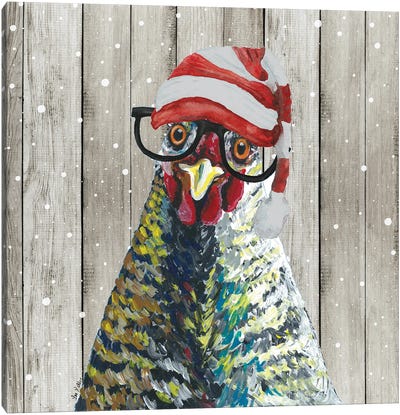 Farmhouse Christmas Chicken 'Williaminia' Canvas Art Print - Hippie Hound Studios