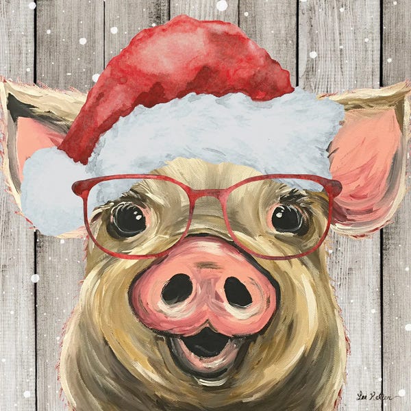 Christmas Animals: Farmhouse Christmas Pig 'Posey' by Hippie Hound Studios