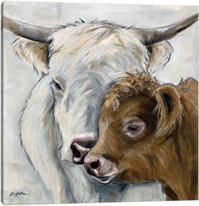 Highland Cow And Calf, Highland Cows Baby Love Canvas Art Print - Highland Cow Art