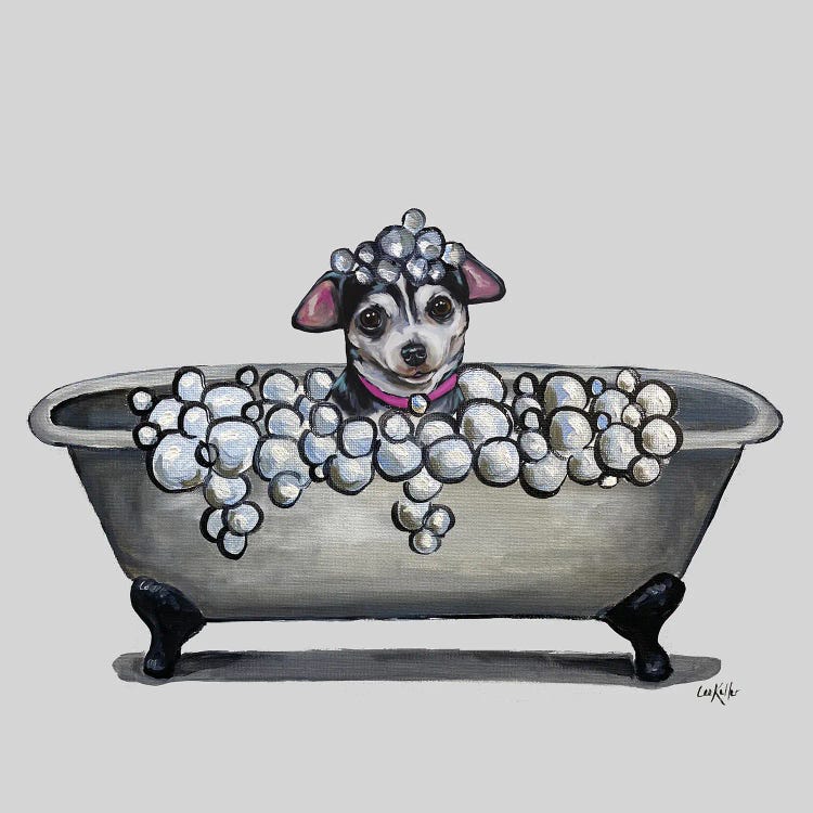 Dogs In Tubs Series, Chihuahua In Bathtub by Hippie Hound Studios wall art