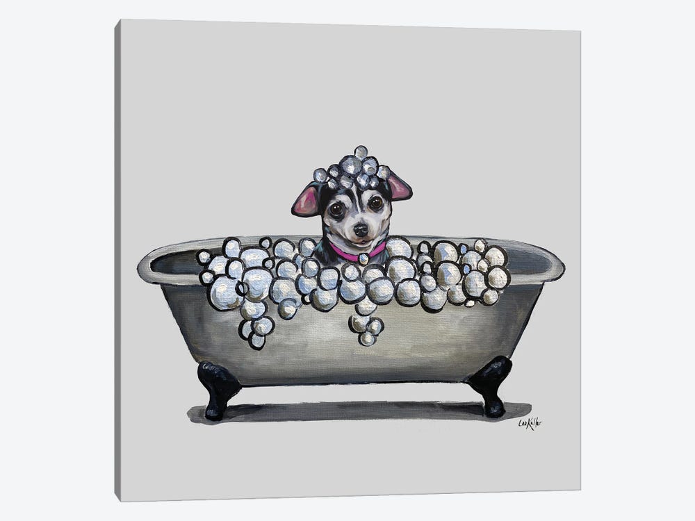 Dogs In Tubs Series, Chihuahua In Bathtub by Hippie Hound Studios 1-piece Canvas Print