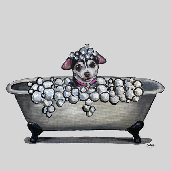 Chihuahuas: Dogs In Tubs Series, Chihuahua In Bathtub by Hippie Hound Studios