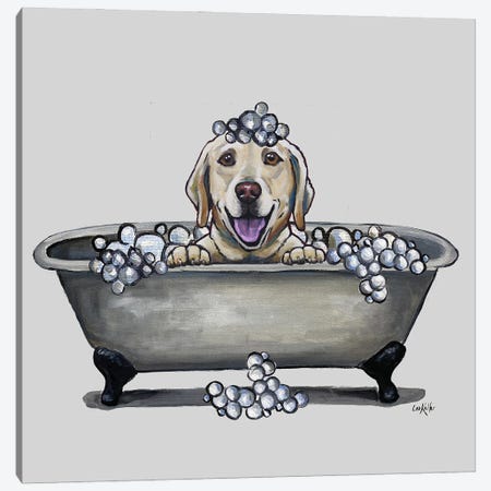 Dogs In The Tub Series, Golden Retriever In Bathtub Canvas Print #HHS599} by Hippie Hound Studios Canvas Wall Art