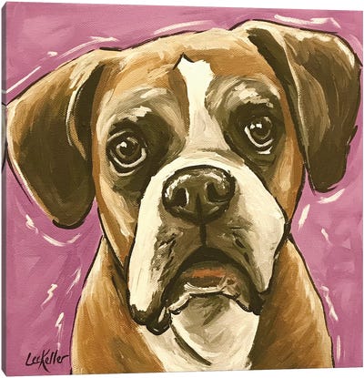 Boxer On Purple Canvas Art Print - Hippie Hound Studios