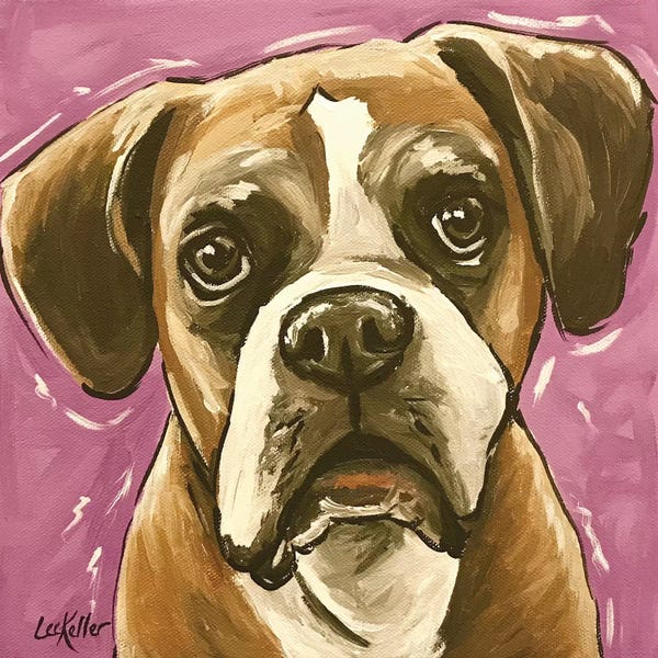 Hippie Hound Studios: Boxer On Purple by Hippie Hound Studios
