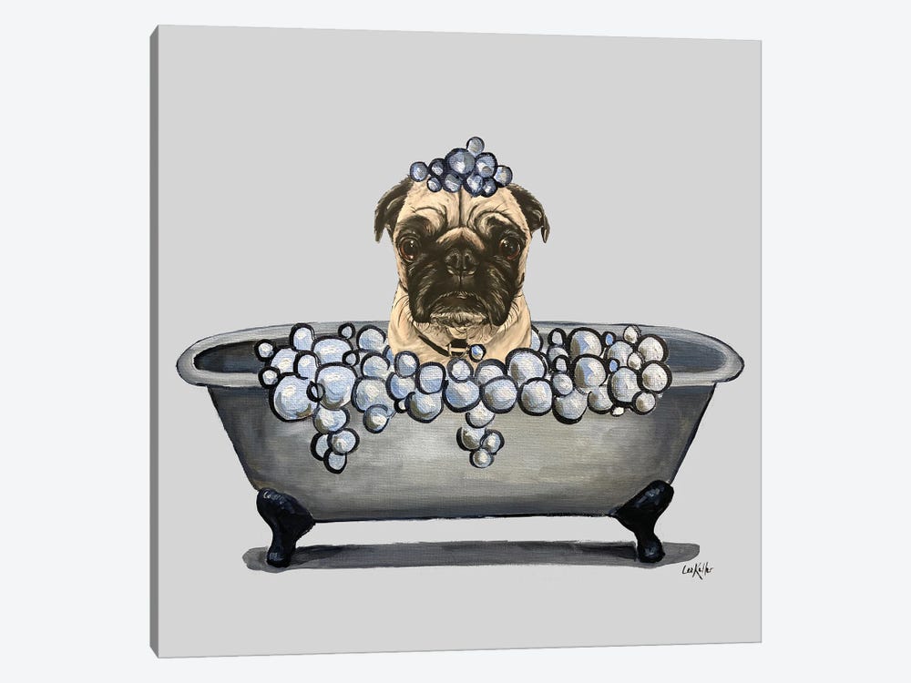 Dogs In The Tub Series, Pug In A Tub by Hippie Hound Studios 1-piece Canvas Art Print