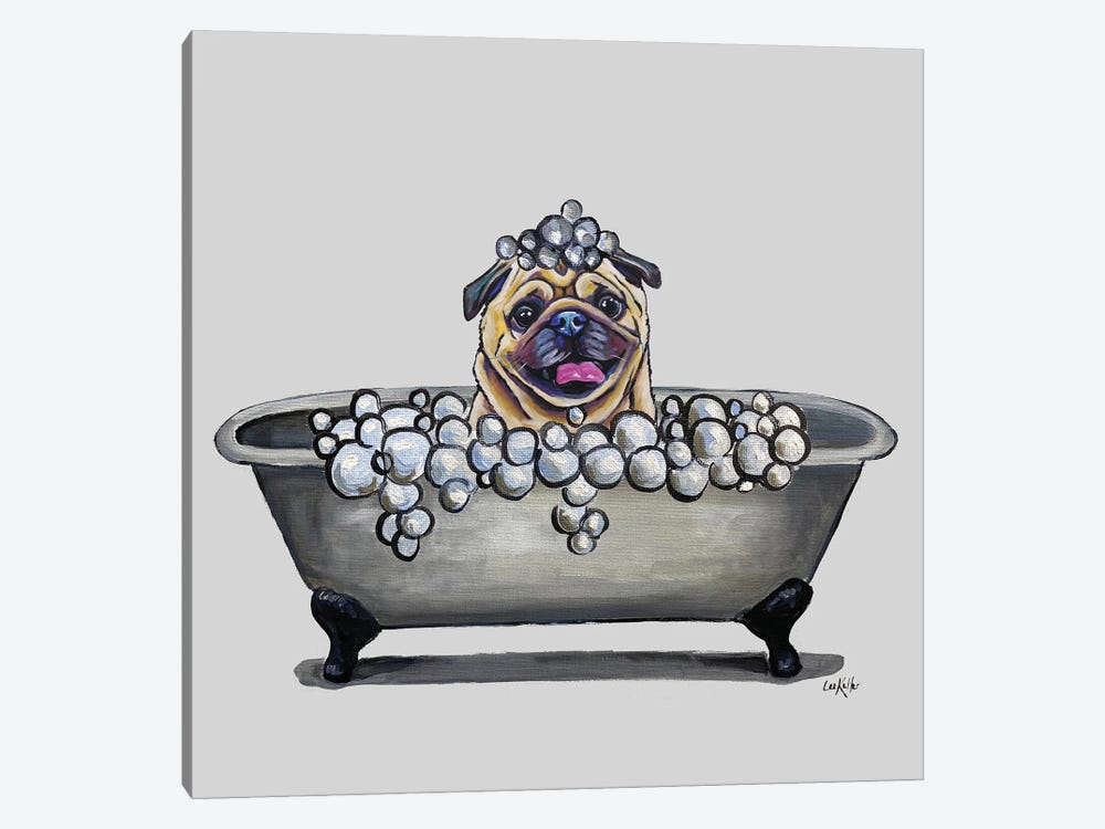 Dogs In The Tub Series, Pug In Bathtub by Hippie Hound Studios 1-piece Canvas Artwork
