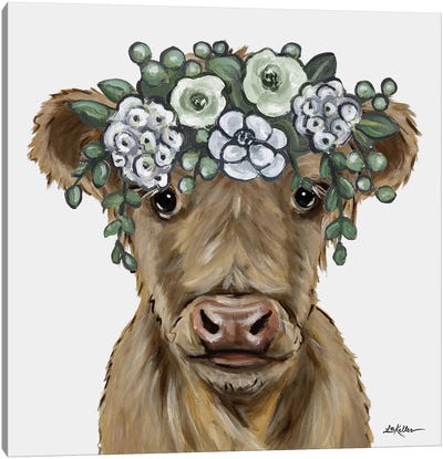 Highland Calf, Boho Farmhouse Highland Cow Canvas Art Print - Hippie Hound Studios