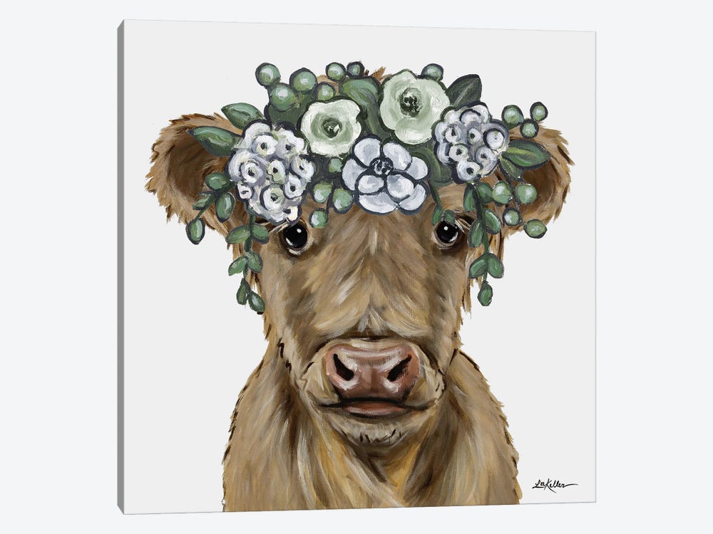 Highland Calf, Boho Farmhouse Highland Cow by Hippie Hound Studios 1-piece Art Print