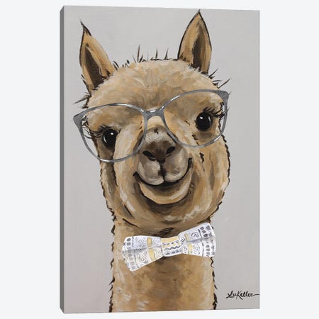 Alpaca, Shenanigan With Bowtie And Glasses Canvas Print #HHS608} by Hippie Hound Studios Canvas Art