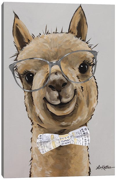 Alpaca, Shenanigan With Bowtie And Glasses Canvas Art Print - Llama & Alpaca Art