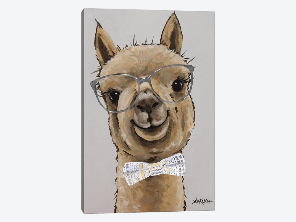 Alpaca, Shenanigan With Bowtie And Glasses by Hippie Hound Studios 1-piece Canvas Print