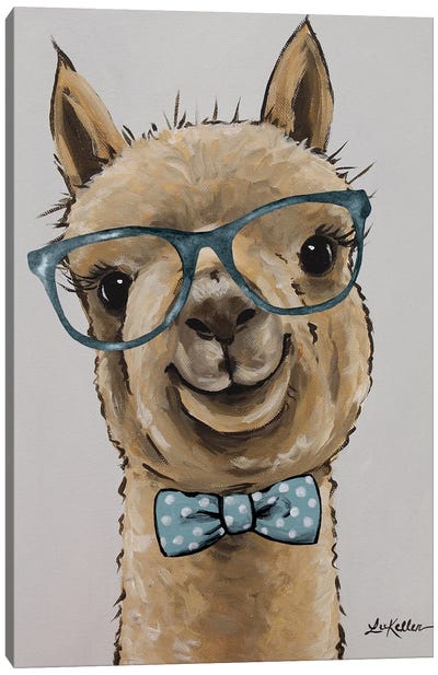 Alpaca, Shenanigan With Bowtie And Glasses II Canvas Art Print - Llama & Alpaca Art