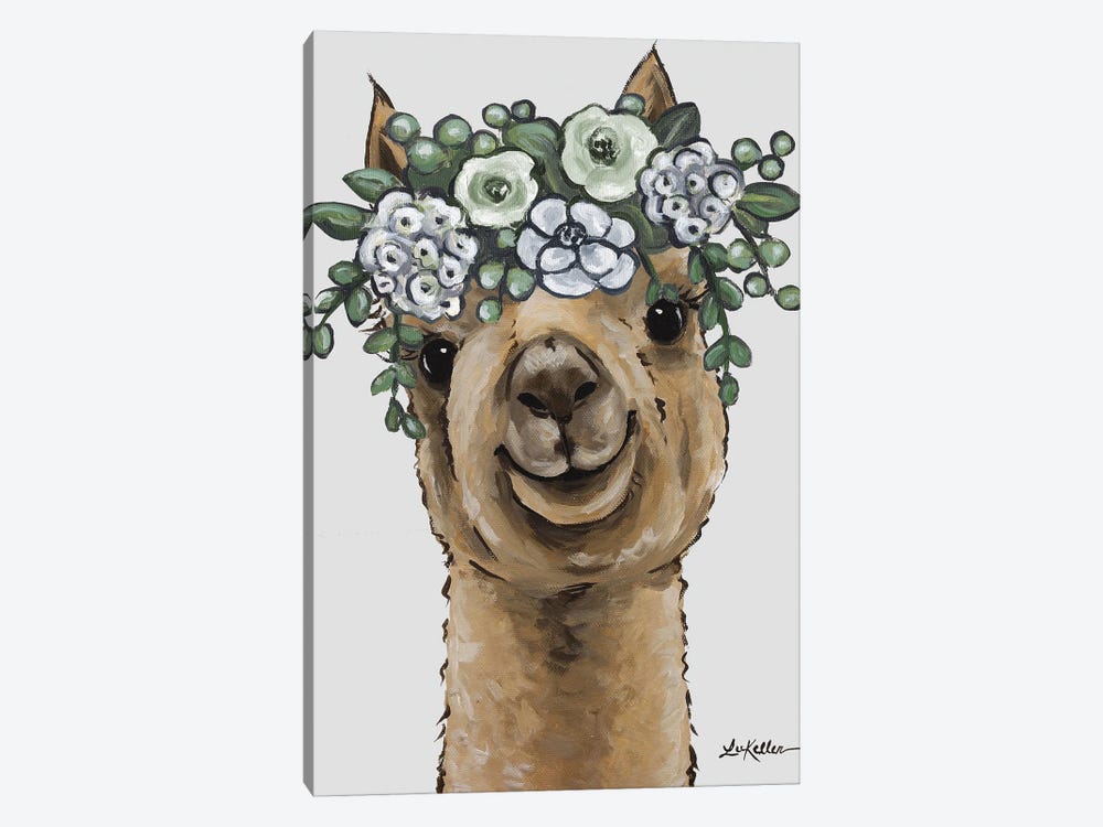 Alpaca, Shenanigan With Boho Flowers by Hippie Hound Studios 1-piece Canvas Art