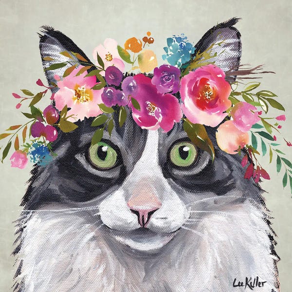 Hippie Hound Studios: Flower Crown Cat by Hippie Hound Studios