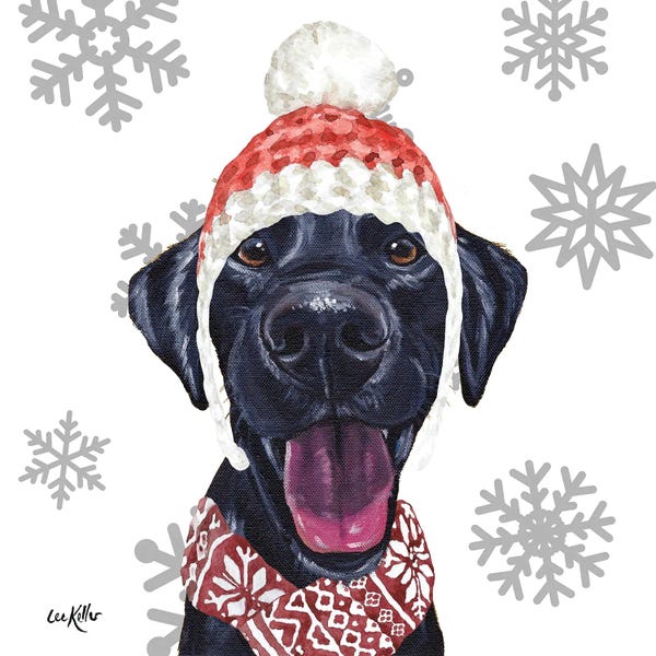 Christmas Animals: Christmas Black Lab by Hippie Hound Studios