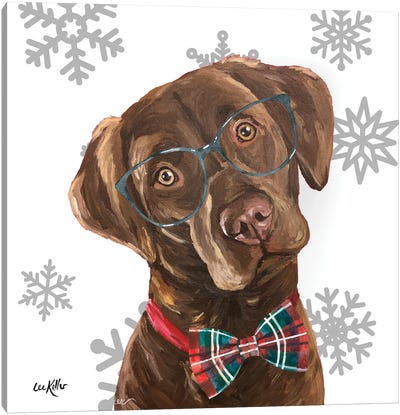 Christmas Chocolate Lab Canvas Art Print - Christmas Animal Art