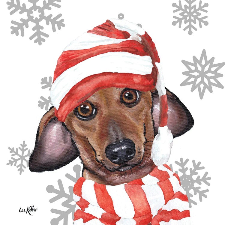Christmas Dachshund by Hippie Hound Studios wall art