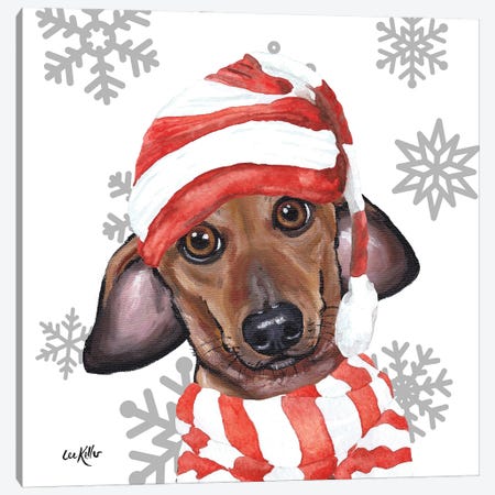 Christmas Dachshund Canvas Print #HHS626} by Hippie Hound Studios Canvas Print
