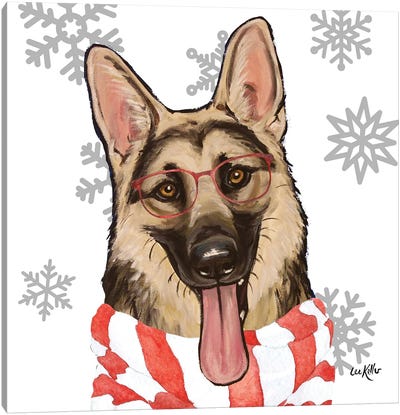 Christmas German Shepherd Canvas Art Print - Hippie Hound Studios