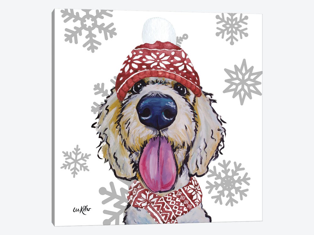 Christmas Golden Doodle by Hippie Hound Studios 1-piece Canvas Wall Art