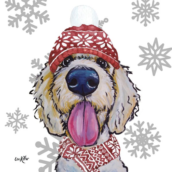 Christmas Animals: Christmas Golden Doodle by Hippie Hound Studios