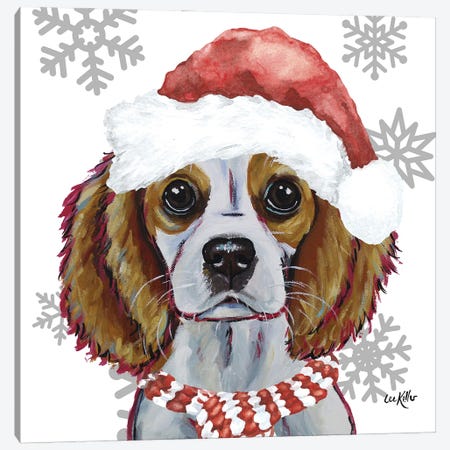Christmas King Charles Spaniel Canvas Print #HHS634} by Hippie Hound Studios Canvas Wall Art