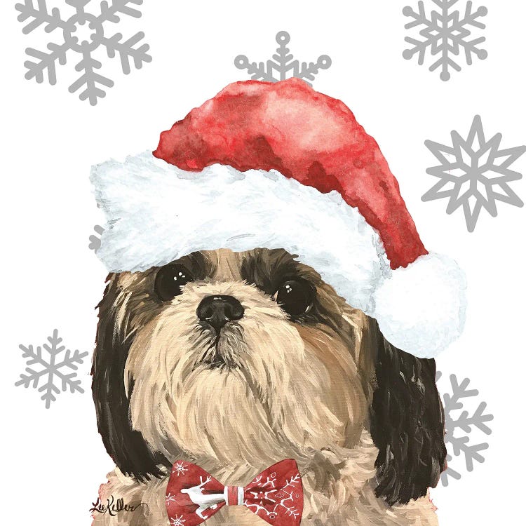 Christmas Shih-Tzu by Hippie Hound Studios wall art