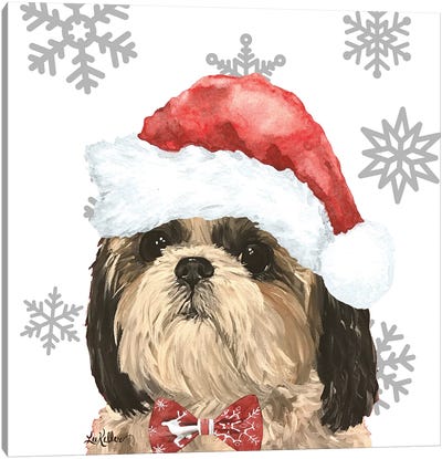 Christmas Shih-Tzu Canvas Art Print - Christmas Animal Art