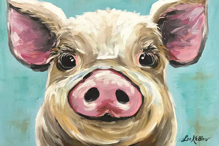 Rosey The Pig On Turquoise