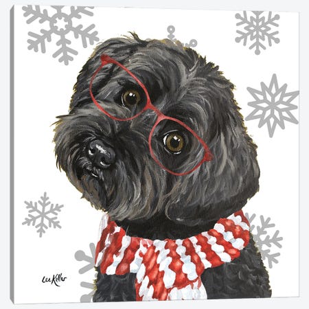 Christmas Yorkie Poo Canvas Print #HHS641} by Hippie Hound Studios Canvas Wall Art