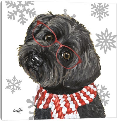 Christmas Yorkie Poo Canvas Art Print - Yorkshire Terrier Art