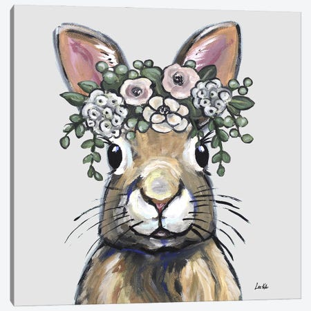 Boho Rabbit With Flower Crown Canvas Print #HHS643} by Hippie Hound Studios Canvas Wall Art