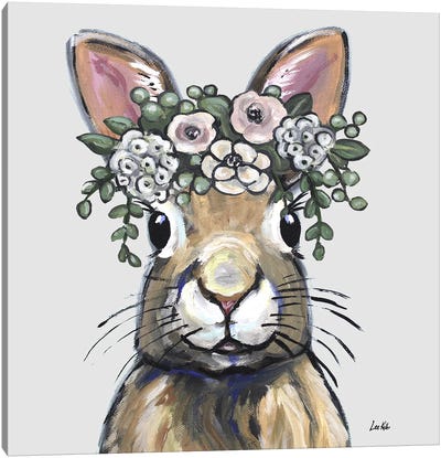 Boho Rabbit With Flower Crown Canvas Art Print - Hippie Hound Studios