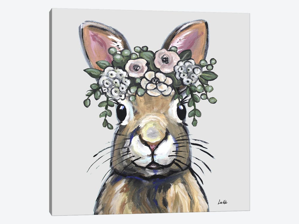 Boho Rabbit With Flower Crown by Hippie Hound Studios 1-piece Canvas Artwork