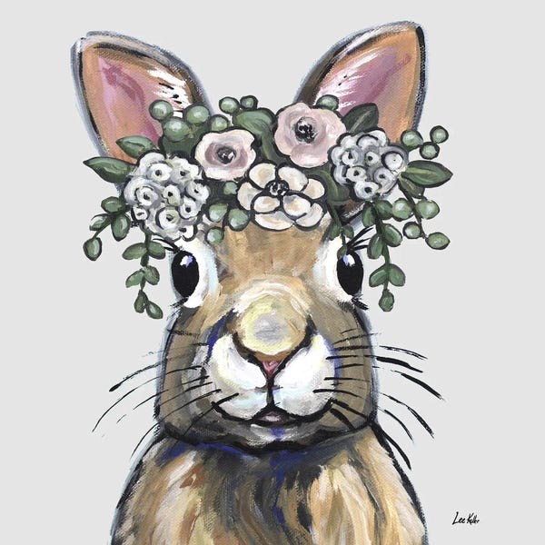 Rabbits: Boho Rabbit With Flower Crown by Hippie Hound Studios